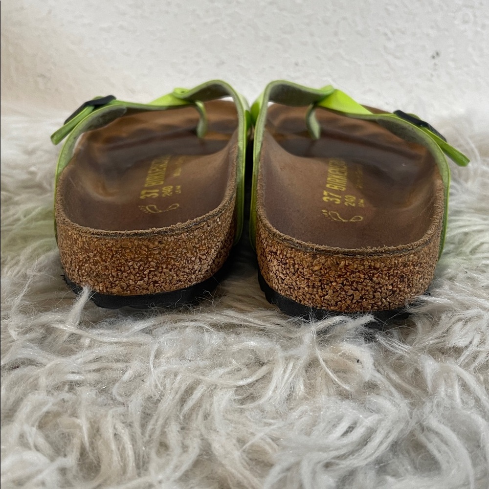 BIRKENSTOCK Adria Leather Thong Strappy Slip On Sandals Lime Green Size 37 (6) - Picture 6 of 12